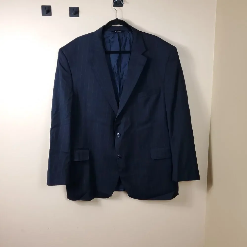 Jos A Bank Navy Pinstripe Wool Sport Coat Blazer Jacket in Navy Size 48R